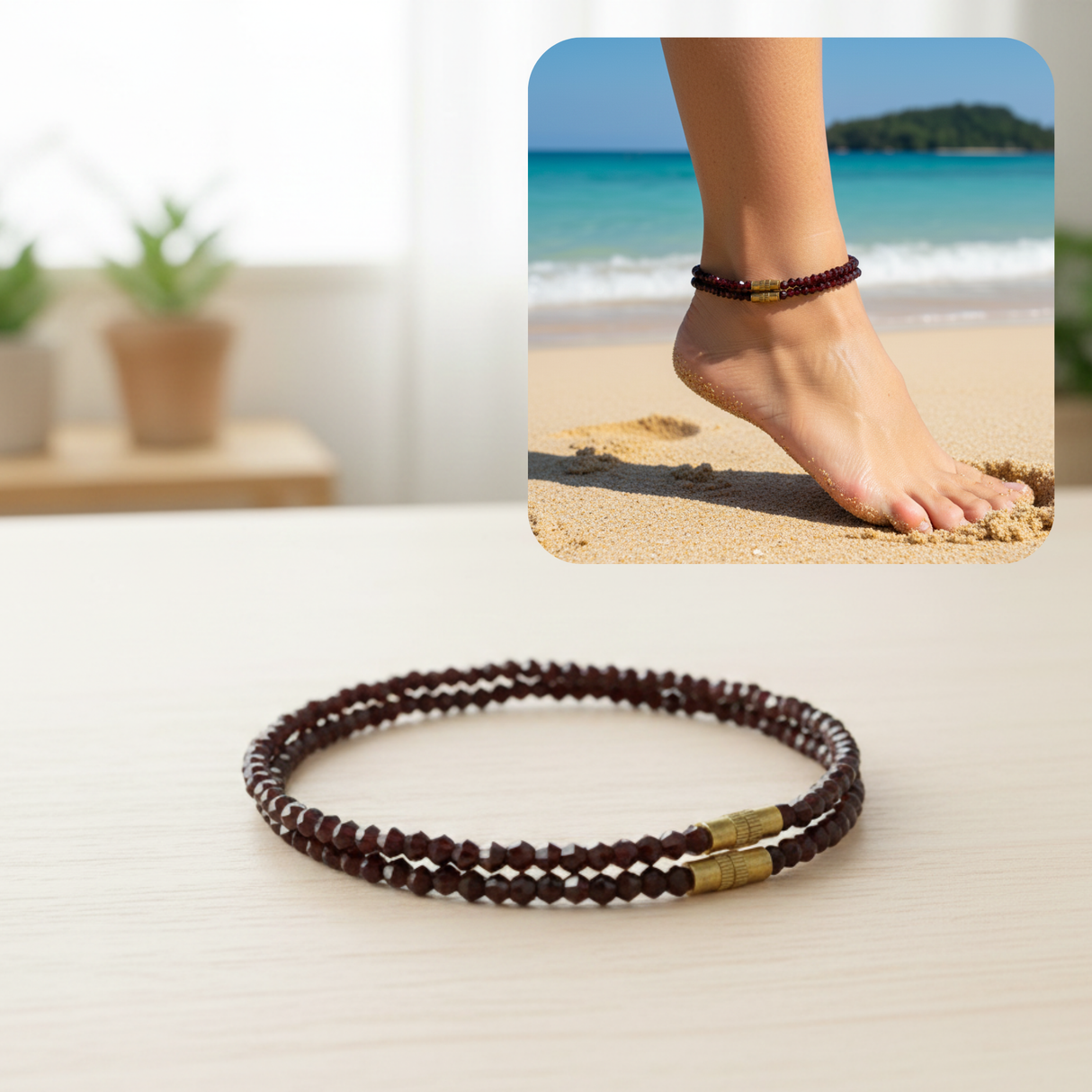 Triple k&s Neue Fußkettchen Damen Set Fußband Fußkette Strand Boho Ethno Hippie Fußschmuck