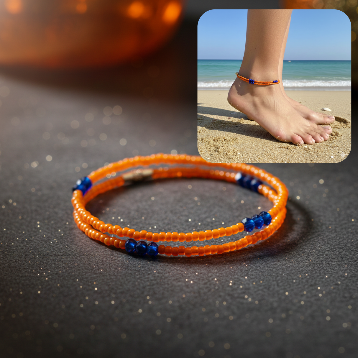 Triple k&s Neue Fußkettchen Damen Set Fußband Fußkette Strand Boho Ethno Hippie Fußschmuck