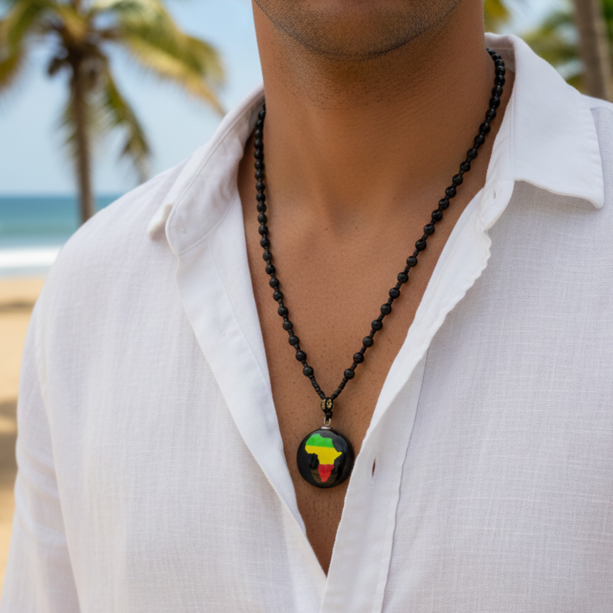 Triple k&s Premium Halskette mit Afrikanischem Logo-Anhänger Edler Ethno-Schmuck für Herren