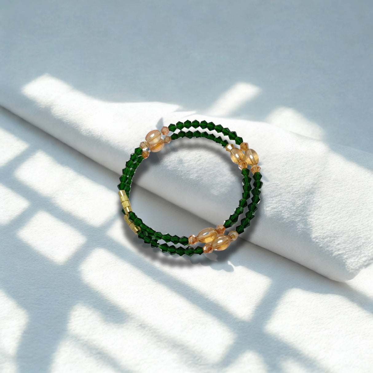 Triple k&s Perlenarmband Damen Green– Elegantes Wickelarmband Modeschmuck Geschenk