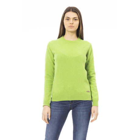 Women's sweater Merino wool sweater Fall/Winter collection Italian-made sweater Solid color sweater (or specify colors if available) Long sleeve sweater Comfortable sweater Soft sweater Breathable sweater Warm sweater Sophisticated style Layering piece Visible logo Merino wool breathable temperature-regulating soft