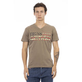 Trussardi Men's Spring/Summer Round Neck T-Shirt Men's Spring/Summer Round Neck T-Shirt Trussardi Men's T-Shirt Men's Cotton-Blend T-Shirt Soft Cotton-Viscose T-Shirt Trussardi Logo Print Tee Italian Designer Men's T-Shirt