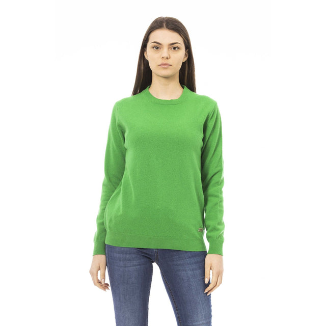 Women's sweater Merino wool sweater Fall/Winter collection Italian-made sweater Solid color sweater (or specify colors if available) Long sleeve sweater Comfortable sweater Soft sweater Breathable sweater Warm sweater Sophisticated style Layering piece Visible logo Merino wool breathable temperature-regulating soft