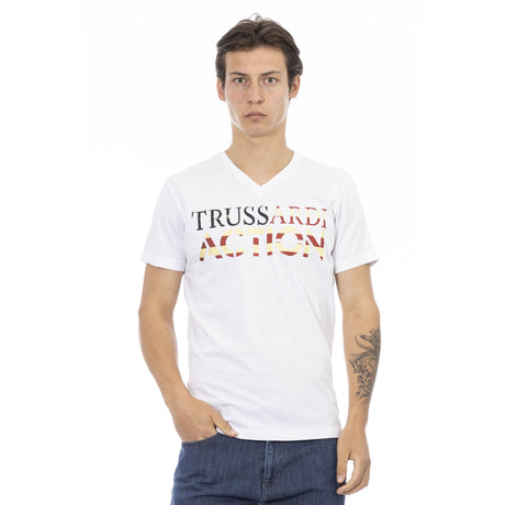 Trussardi Men's Spring/Summer Round Neck T-Shirt Men's Spring/Summer Round Neck T-Shirt Trussardi Men's T-Shirt Men's Cotton-Blend T-Shirt Soft Cotton-Viscose T-Shirt Trussardi Logo Print Tee Italian Designer Men's T-Shirt