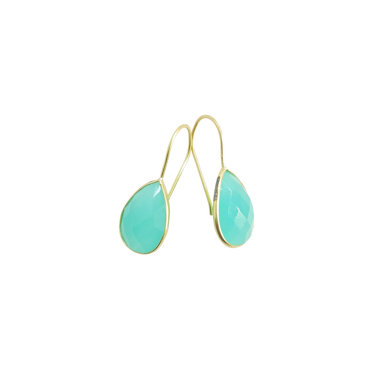 Gold Plated 925 Sterling Silver Hook Earrings Moonstone  (light turquoise)