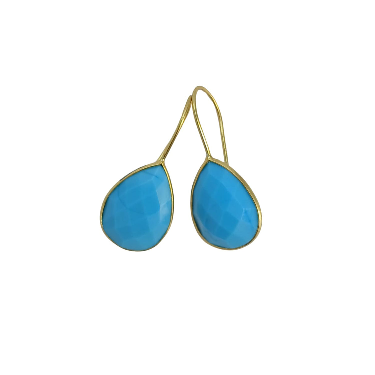 Gold Plated 925 Sterling Silver Hook Earrings Moonstone (Turquoise)