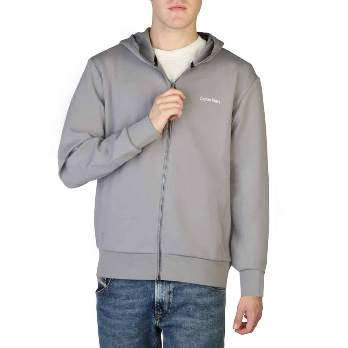 Men's sweatshirt Fall/Winter sweatshirt Zip-up hoodie Cotton blend sweatshirt Unlined sweatshirt (if applicable) Pockets Relaxed fit sweatshirt Fixed hood Ribbed hems sweatshirt