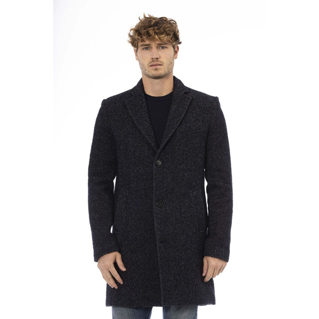 Men's coat Wool-blend coatFall/Winter collection Button-up coat Long sleeve coat 3 pockets coat Solid color coat Visible logo