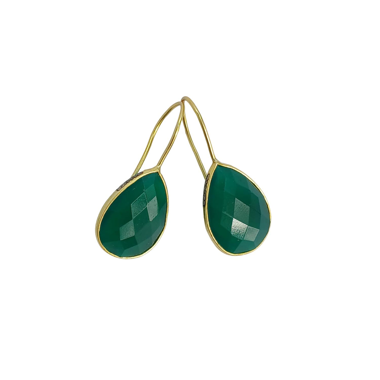 Gold Plated 925 Sterling Silver Hook Earrings Moonstone (Green Onyx)