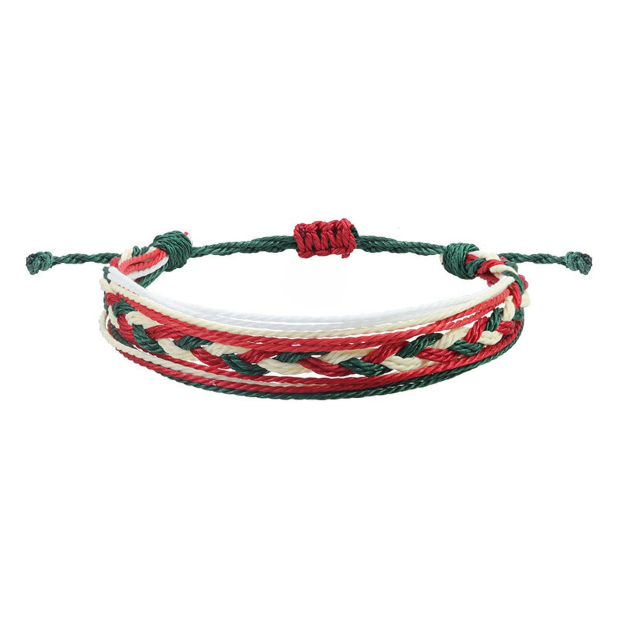 Triplek&s Women Thread Woven Bracelet Women Men Lucky Charm Adjustable Yoga Braided Rope Bracelets Friendship Jewelry (Red, green, and white braided)