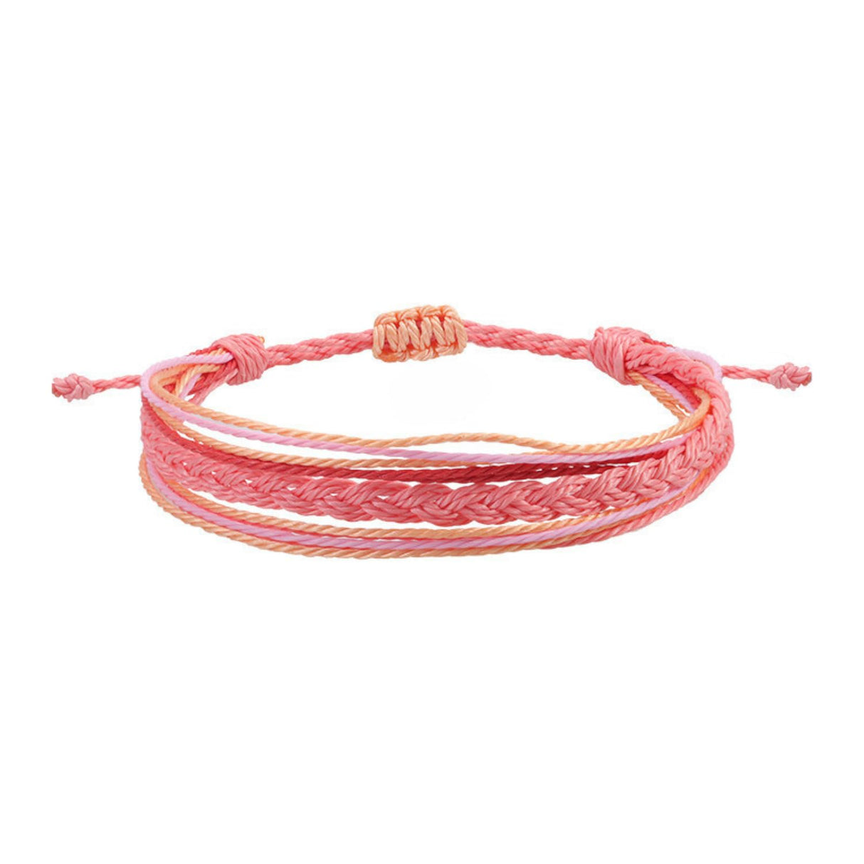 Triple k&s Men Women Braided Lucky Charm Bracelet Adjustable Yoga Braided Rope Friendship Jewelry (Pink and Orange)