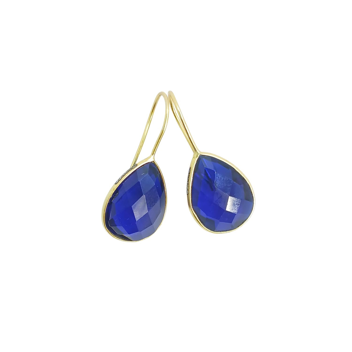 Gold Plated 925 Sterling Silver Hook Earrings Moonstone  (Sapphire)