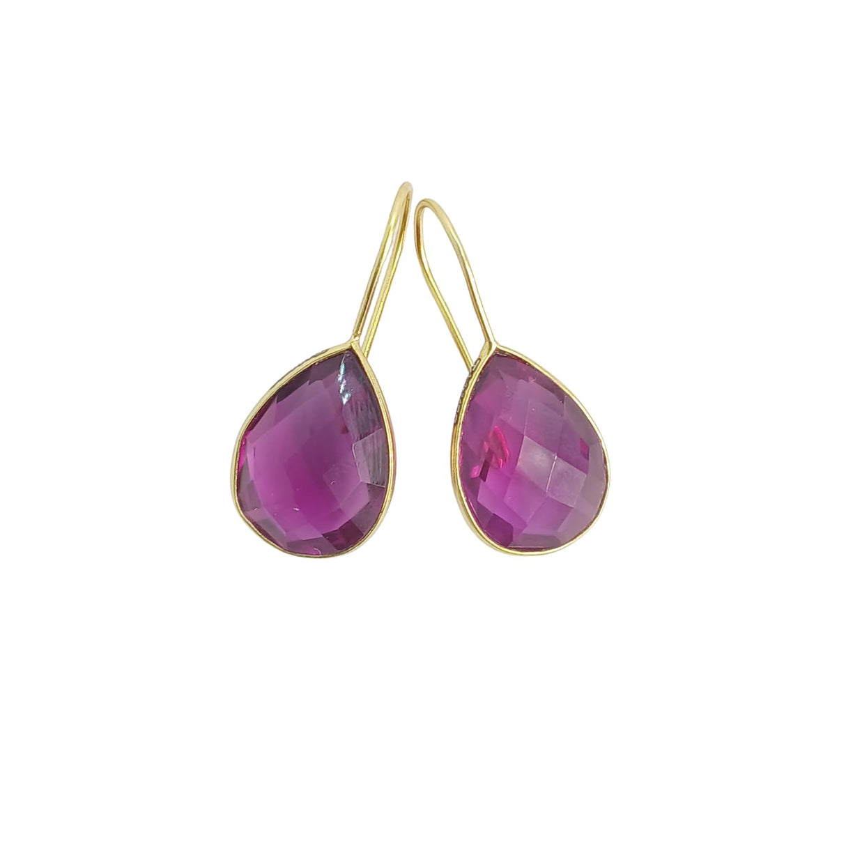 Gold Plated 925 Sterling Silver Hook Earrings Moonstone (Amethyst)