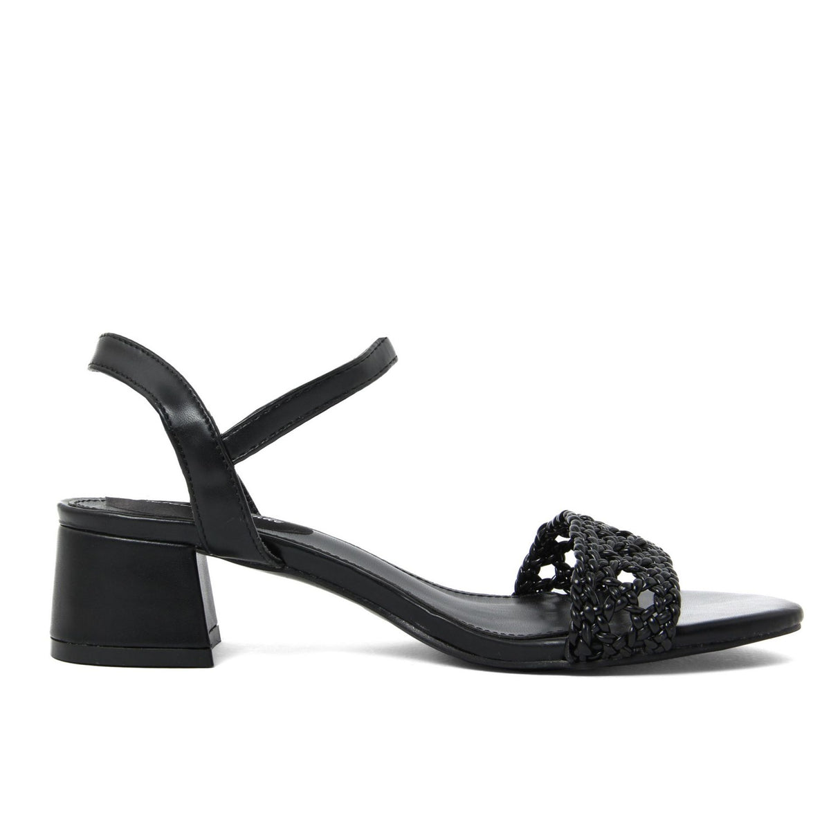 Women's sandals Rubber sole Comfortable sandals Spring/Summer sandals Ankle strap sandals Laser-cut sandals Round toe sandals Black sandals Synthetic upper 