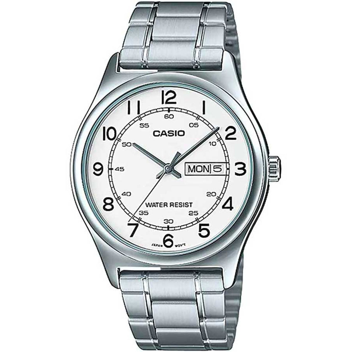 Casio watch Men's watch Classic watch Analog watch Stainless steel watch Stainless steel strap Quartz watch 38mm watch (compact size) Deployment clasp Easy-to-read display Date indicator Comfortable Stylish Sophisticated Modern Professional  pen_spark Durable Versatile Everyday watch