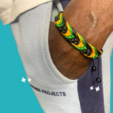Armband Herren & Damen • 100% Wasserfest & Handmade • Perlen-Armband Boho Stoff-Armband • Hippie Sommer Strand-Schmuck • Freundschaftsarmbänder•Bracelet•Herz,Love (jamaika)