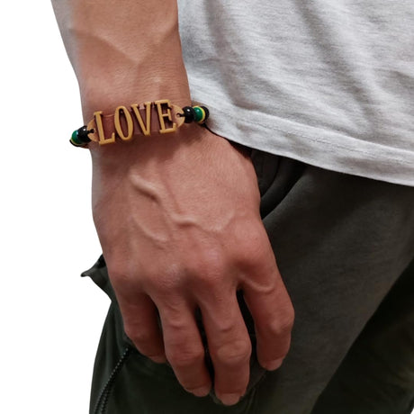 Armband Herren & Damen • 100% Wasserfest & Handmade • Perlen-Armband Boho Stoff-Armband • Hippie Sommer Strand-Schmuck • Freundschaftsarmbänder•Bracelet•Herz,Love (jamaika)
