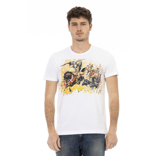 Trussardi Men's Spring/Summer Round Neck T-Shirt Men's Spring/Summer Round Neck T-Shirt Trussardi Men's T-Shirt Men's Cotton-Blend T-Shirt Soft Cotton-Viscose T-Shirt Trussardi Logo Print Tee Italian Designer Men's T-Shirt