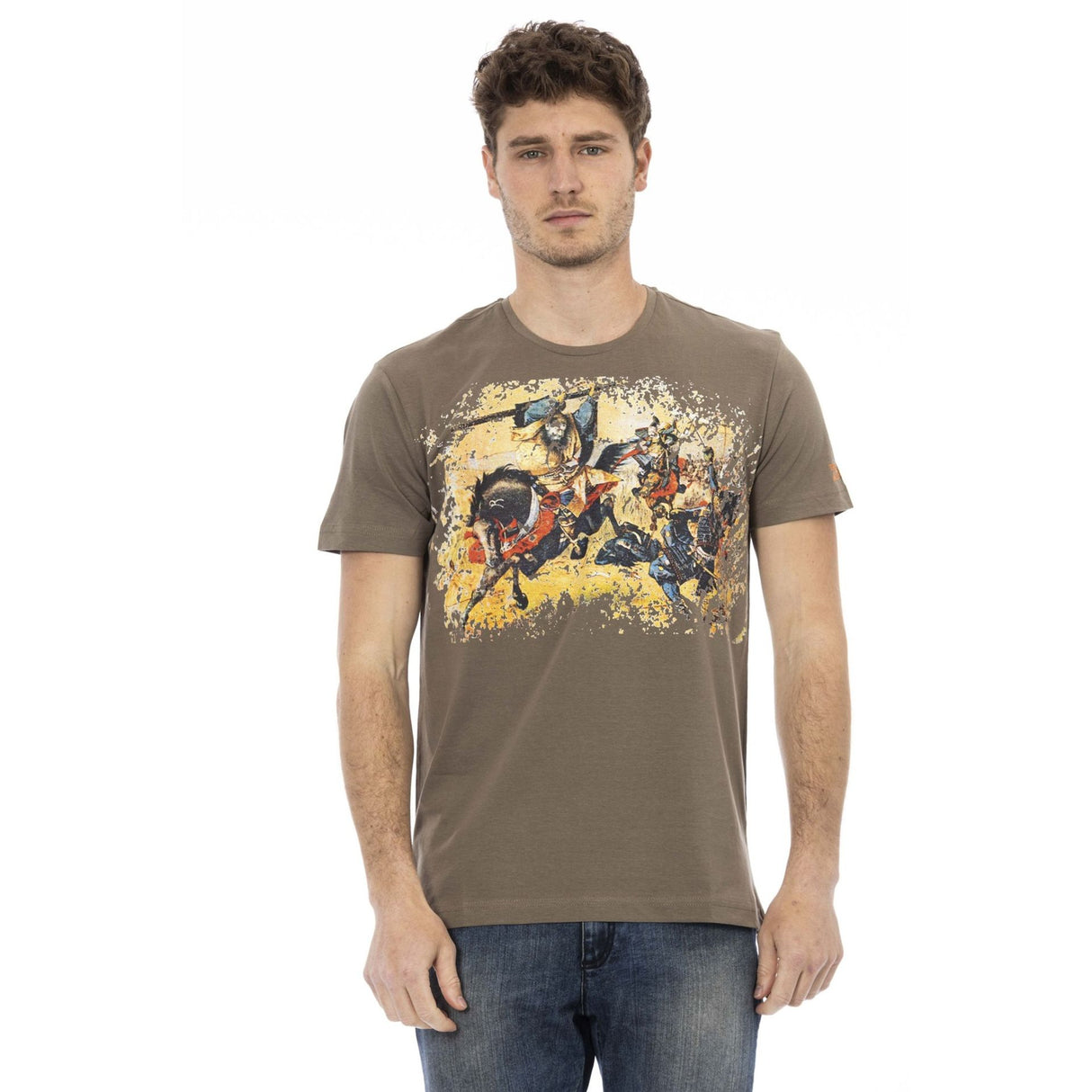 Trussardi Men's Spring/Summer Round Neck T-Shirt Men's Spring/Summer Round Neck T-Shirt Trussardi Men's T-Shirt Men's Cotton-Blend T-Shirt Soft Cotton-Viscose T-Shirt Trussardi Logo Print Tee Italian Designer Men's T-Shirt