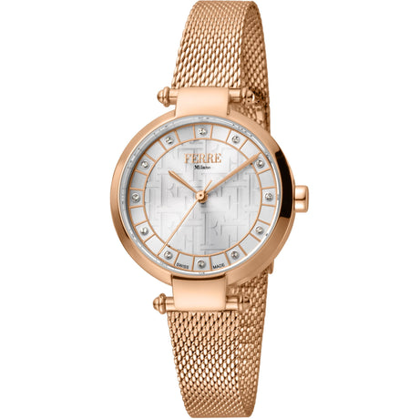 Ferrè Milano Lady watch Women's watch Quartz watch Analog watch Stainless steel watch Rose gold watch Silver grey dial watch Metal bracelet watch Swiss-made movement Fashion watch Sophisticated watch Classic watch Two-tone watch  Delicate watch