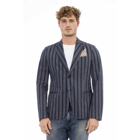 Men's blazer Italian-made blazer Striped blazer Long-sleeve blazer 3-pocket blazer Cotton-elastane blend blazer Breathable blazer Comfortable blazer