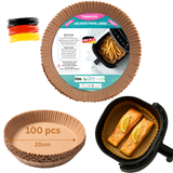 TRIPLE K&S Airfryer Backpapier für Heißluftfritteuse 100 Pcs XL 4–6,5L Round Non-Stick Parchment Paper, Air Fryer (100 Stücke Rund 20cm)