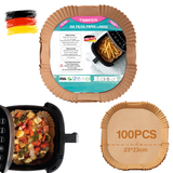 TRIPLE K&S Airfryer Backpapier Liners 100 Pcs 7,5-10L Non-Stick Parchment Paper, Kompatibel mit Russell Hobbs, Cecotec, Princess XXL Air Fryer (100 Stücke 23x23cm)