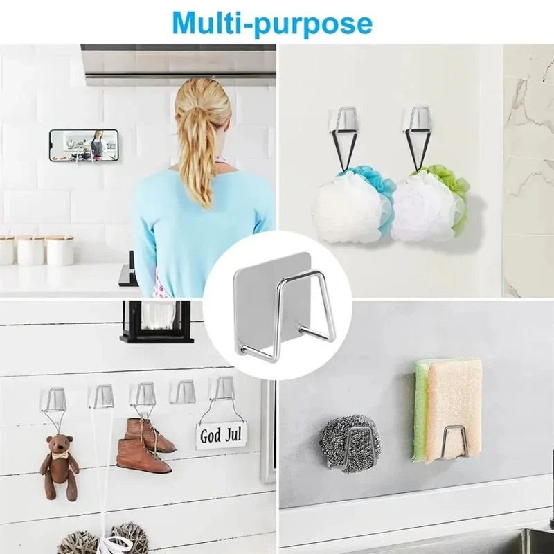 1-10PCS Kitchen Sponges Holder Stainless Steel Sink Sponges Drain Self Adhesive Storage Holder Wall Hooks Kitchen Tool Wholesale