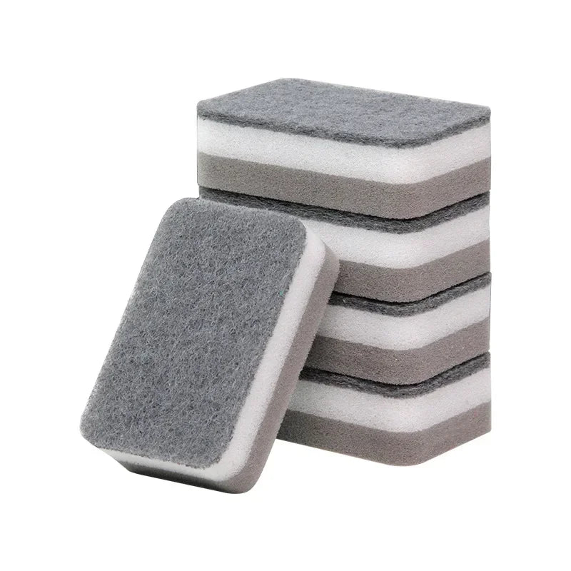 5Pcs Double-sided Cleaning Spongs Household Scouring Pad Kitchen Wipe Dishwashing Sponge Cloth Dish Cleaning Towels Accessories