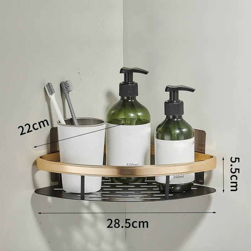 Kitchen Storage bathroom shelves Organizer Aluminum Alloy Shower Shelf  Accessories Shampoo Rack multi-scenario No Drill Shelf