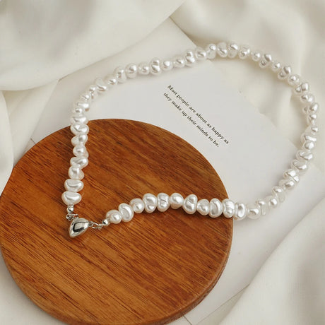 IFMIA Korean Fashion Pearl Chain Choker Necklace for Women Girls 2022 Trend Jewelry Heart Pendant Necklace Bridal Engagement