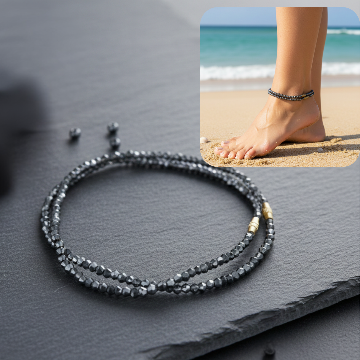 Triple k&s Neue Fußkettchen Damen Set Fußband Fußkette Strand Boho Ethno Hippie Fußschmuck