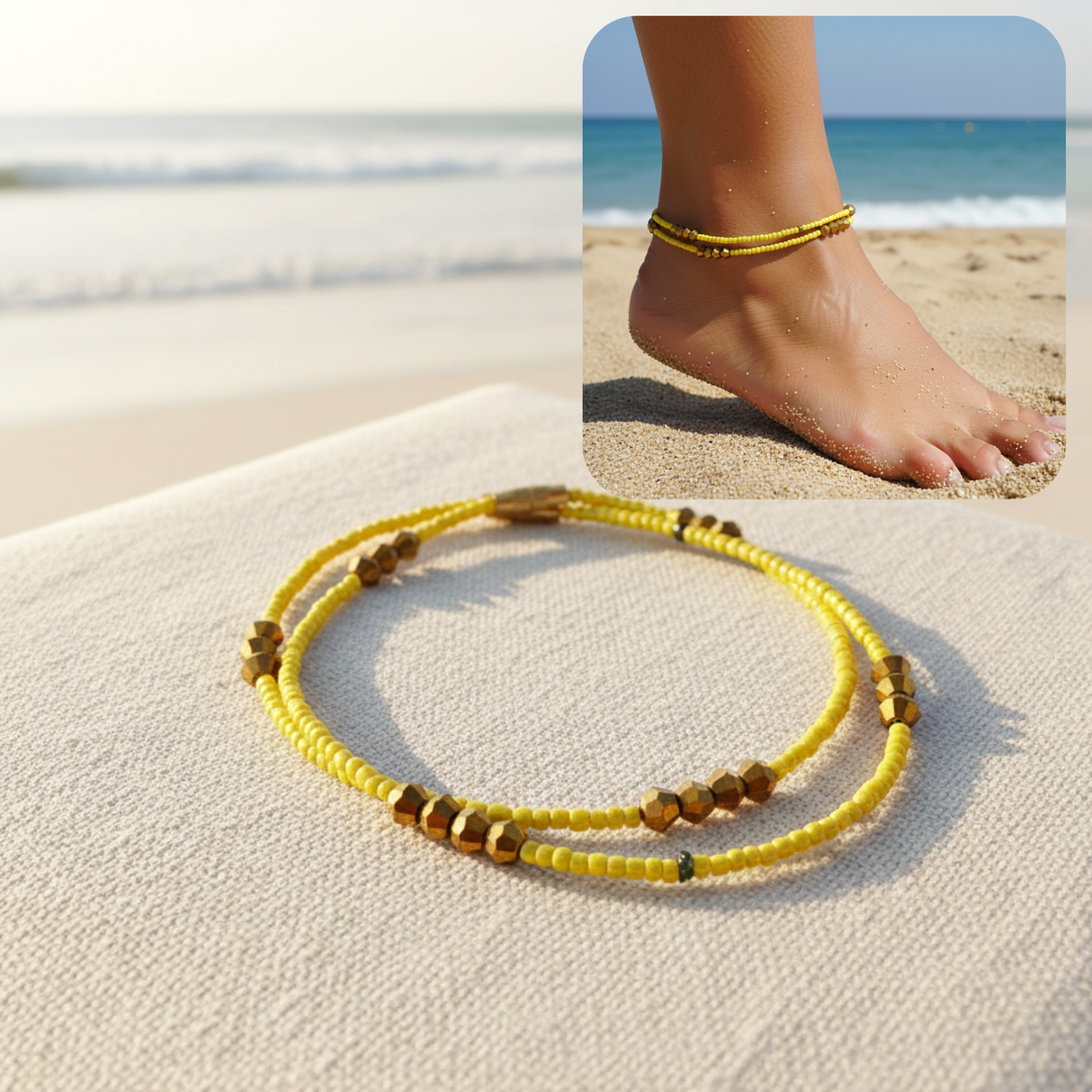 Triple k&s Neue Fußkettchen Damen Set Fußband Fußkette Strand Boho Ethno Hippie Fußschmuck