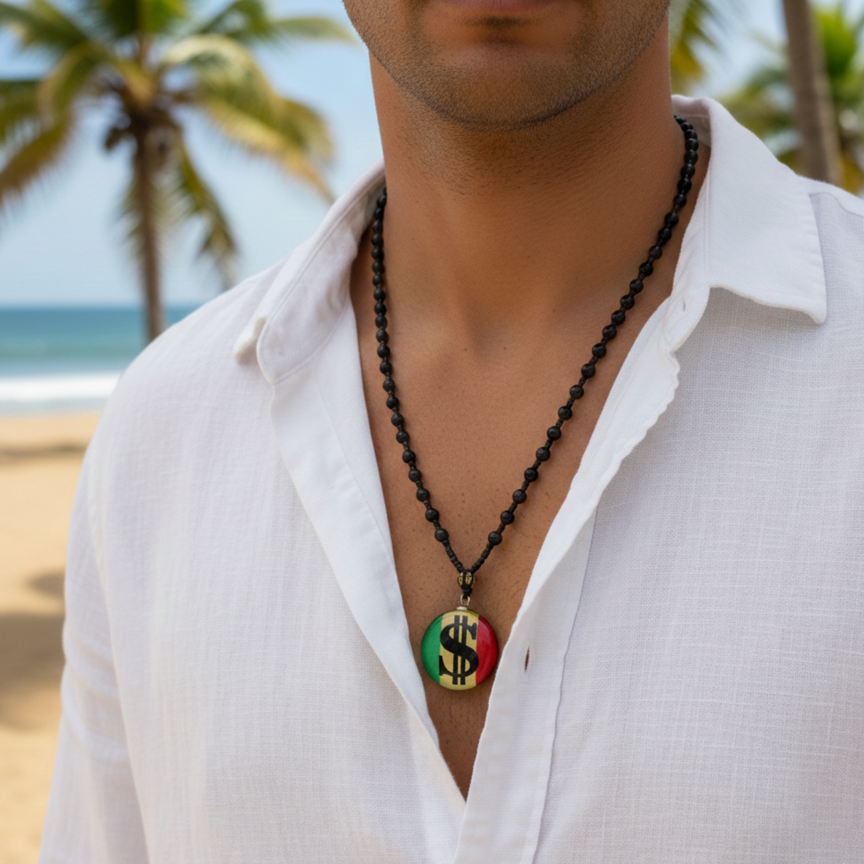 Triple k&s Premium Halskette mit $ Sign Logo-Anhänger Edler Ethno-Schmuck für Herren