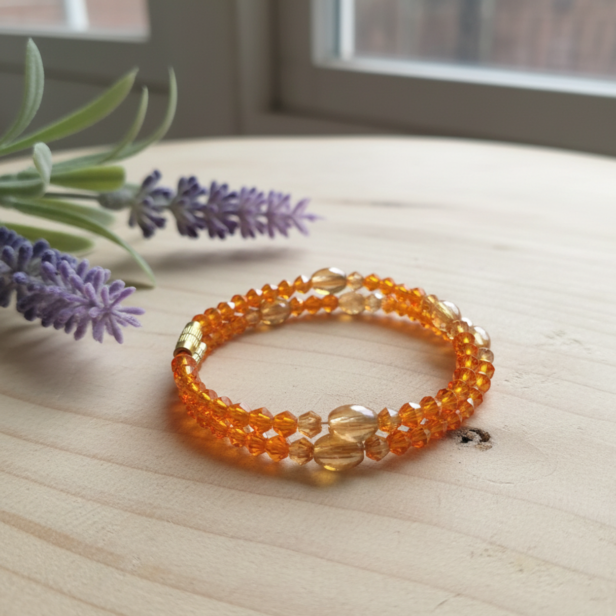 Triple k&s Perlenarmband Damen Orange– Elegantes Wickelarmband Modeschmuck Geschenk