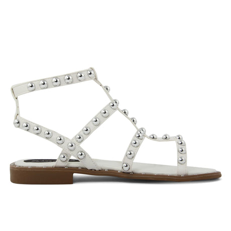 Women's sandals Spring/Summer sandals Ankle strap sandals Synthetic upper with studs Synthetic lining Rubber sole Comfortable sandals Durable sandals Statement sandals Edgy style