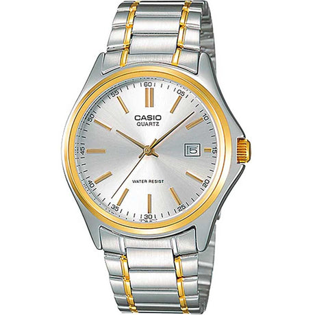 Casio watch Men's watch Classic watch (or Modern watch, depending on design) Analog watch Stainless steel watch Stainless steel bracelet Quartz watch 38mm watch (versatile size) Deployment clasp Easy-to-read display Date indicator Comfortable Stylish Sophisticated Modern Professional Durable Everyday watch Polished look