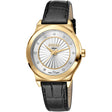 Ferrè Milano Lady watch Women's watch Quartz watch Analog watch Stainless steel watch Yellow gold watch Silver grey dial watch Leather strap watch Swiss-made movement Fashion watch Sophisticated watch Bold watch Statement piece Warm and cool toned contrast Modern design Timeless elegance