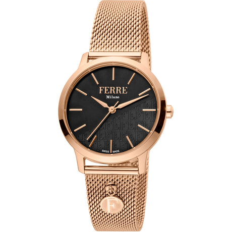 Ferrè Milano Lady watch Women's watch Quartz watch Analog watch Stainless steel watch Rose gold watch Mouse grey dial watch Metal bracelet watch Swiss-made movement Fashion watch Sophisticated watch Classic watch Modern watch