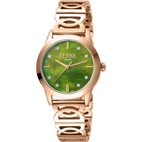 Ferrè Milano Lady watch (or 31mm) Women's watch Quartz watch Analog watch Stainless steel watch Stainless steel bracelet watch Deployante clasp 31mm case size Swiss-made movement Easy-to-read hands Classic design Mineral glass 5 ATM water resistant Versatile style Sophisticated look Everyday wear Original packaging