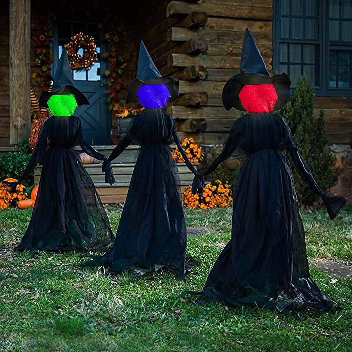 Halloween Decorations, 6 FT Set of 3 Light up Halloween Witch with Stakes, Witch Decorations for Outdoor Garden Yard Lawn Haunted House Decor