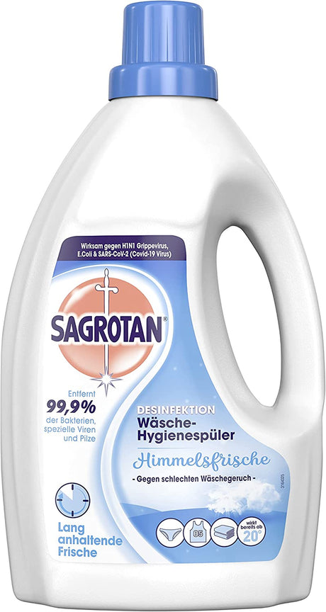 Sagrotan Wäsche-Hygienespüler Himmelsfrische – Desinfektionsspüler Für Hygienisch Saubere Und Frische Wäsche – 4 X 1,5 L Reiniger Im Praktischen Vorteilspack