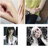 Chengzhi Temporäre Tattoos (10 Blatt) - Halloween Zombie Scars Tattoos Aufkleber Mit Gefälschten Scab Blut Spezial Fx Kostüm Makeup Stützen