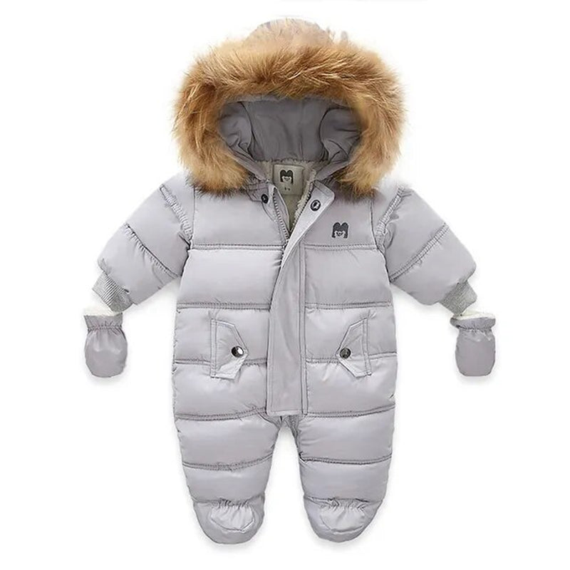 Winter Baby Jumpsuit Thick Warm Infant Hooded inside Fleece Rompers Newborn Boy Girl