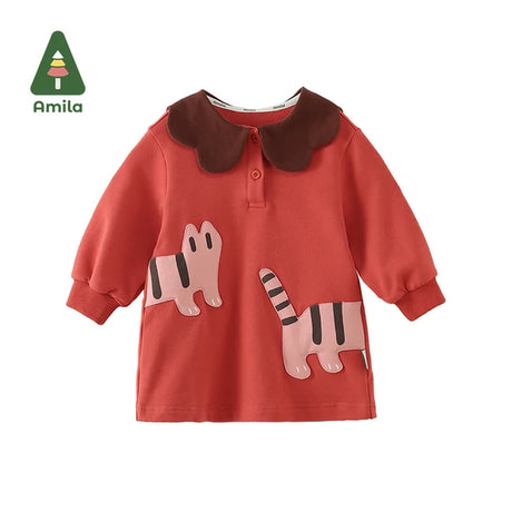 Children'S Clothing Girls New Autumn Cute Contrasting Colors Petal Collar
