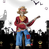Halloween Animierte Banjo-Skelette, Lustige Animierte Duell-Banjo-Skelette, Halloween-Glühender Schädel Gitarren Harz Ornament, Mehrsprachiges Banjo-Skelett-Duo, 2023 Neueste Horror-Nachtgeschenke