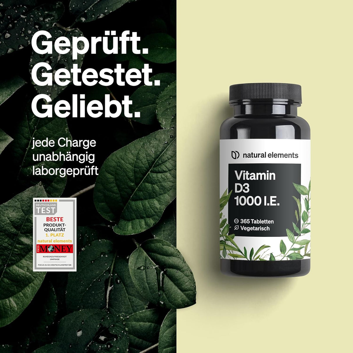 Vitamin D3 1000 I.E. – 365 Tabletten Im Jahresvorat – Vitamin D Für Knochen Und Immunsystem – Hochdosiert, Ohne Unnötige Zusätze – in Deutschland Produziert & Laborgeprüft