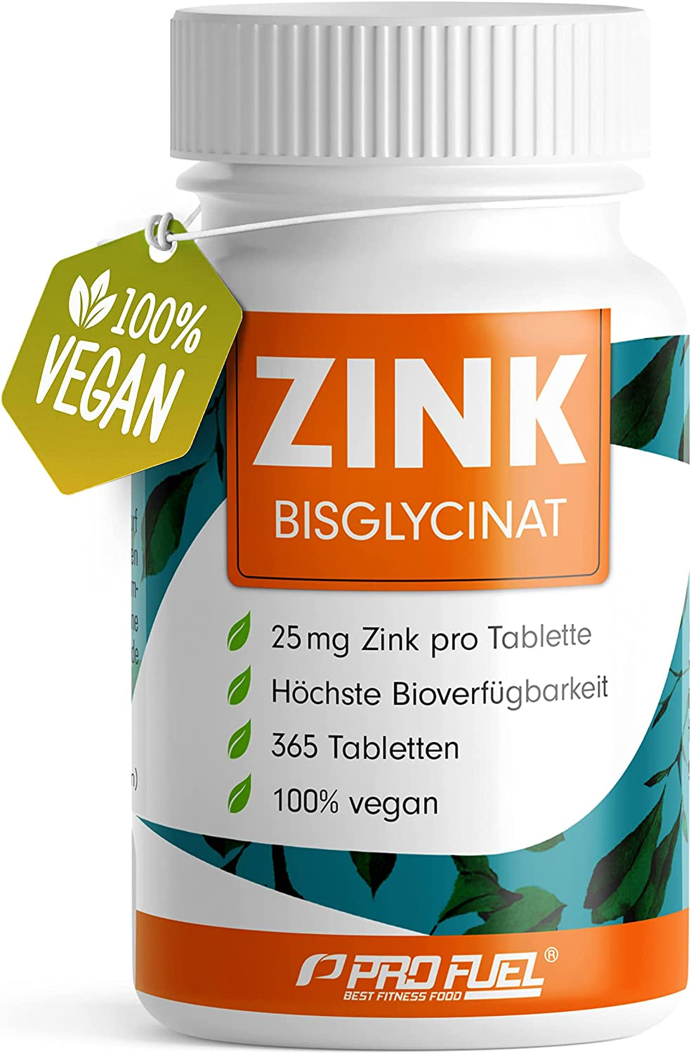 Zink 25Mg - 365 Tabletten (Vegan) Mit Zink-Bisglycinat (Zink-Chelat) Für Höchste Bioverfügbarkeit - Laborgeprüft, Hochdosiert, Ohne Unerwünschten Zusatzstoffe - 1 Jahresvorrat - Profuel