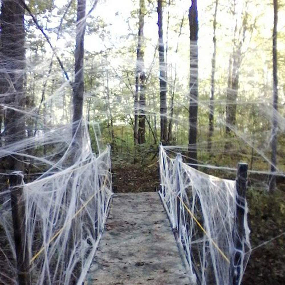 1000Sqft Riesiges Gefälschtes Spinnennetz Mit Extra 80 Gefälschten Spinnen Halloween Dekorationen Für Drinnen Und Draußen, Gruseliges Großes Super Stretch Spinnenband