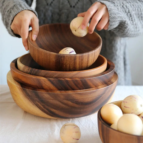 Salad Decoration Practical Bowl Fruit Large Wooden Kitchen Bamboo Bowl